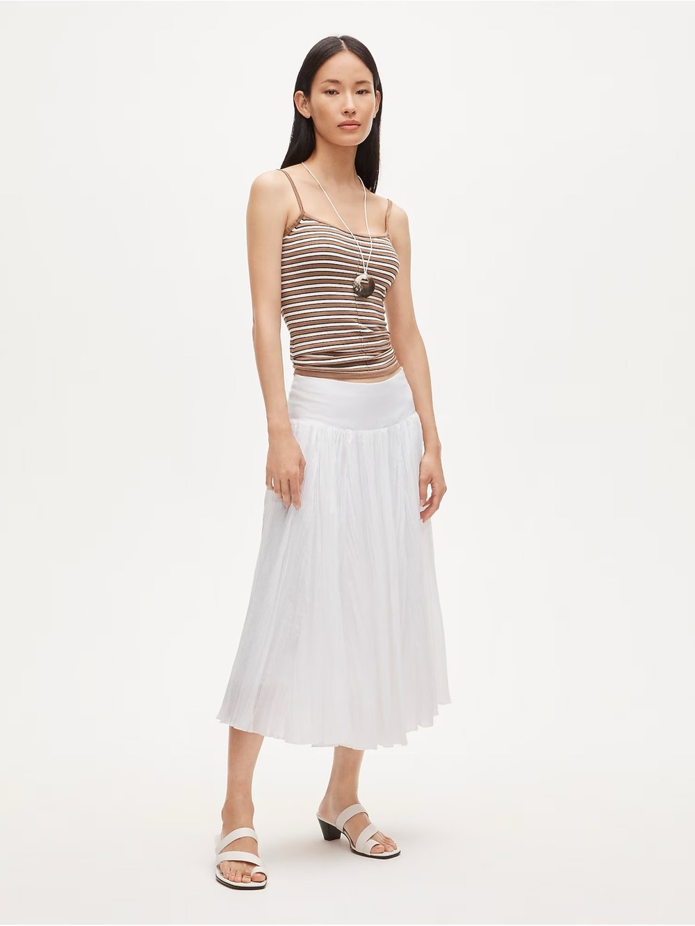 J. Crew Never Worn White Midi Crinkle  Skirt